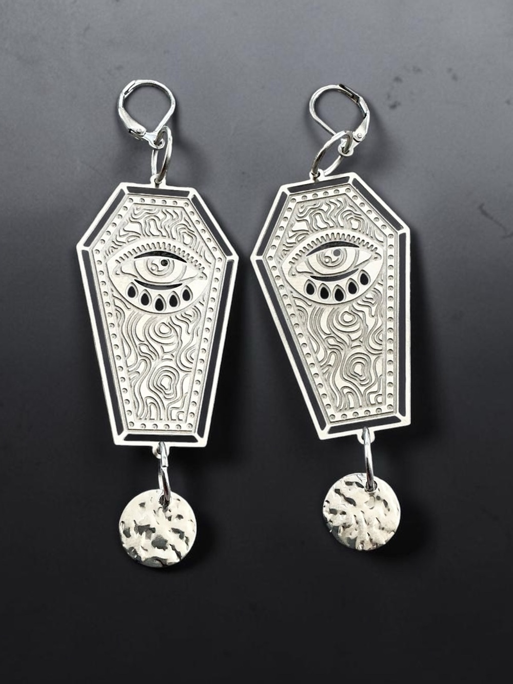 🆕 Third Eye Coffin Dangle Earrings